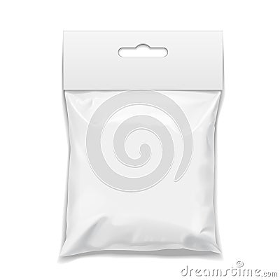 White realistic Polyethylene bag with Hang Slot. Vector Illustration