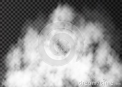 White realistic smoke on transparent background. Vector Illustration