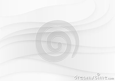 White realistic soft paper waves texture background. Vector Illustration