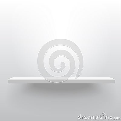 White realistic vector shelf attached to the wall. Advertising e Vector Illustration