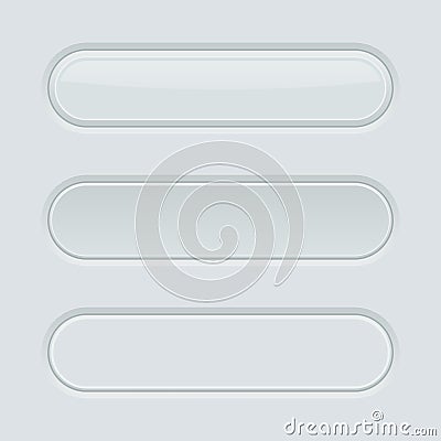 White rectangle buttons. Normal and pushed. 3d web interface elements Vector Illustration