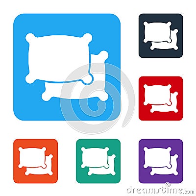 White Rectangular pillow icon isolated on white background. Cushion sign. Set icons in color square buttons. Vector Vector Illustration