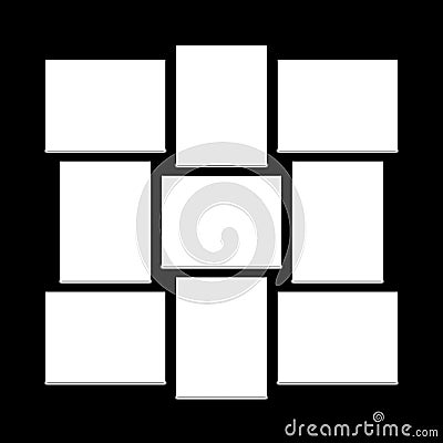 White rectangular shapes beautiful pattern on plain black background Stock Photo