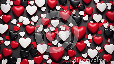 white red and black hearts heart many hearts valentine day Stock Photo