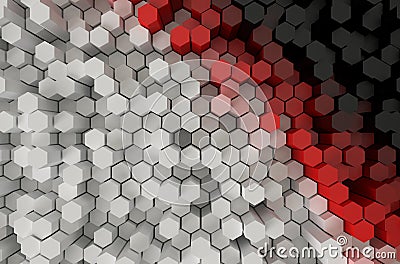 White red and black Hexagon pattern 3d rendering Stock Photo