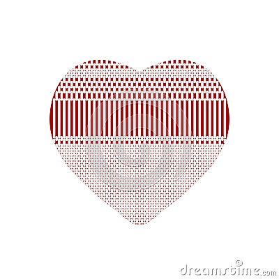 White red heart from knitted pattern Vector Illustration