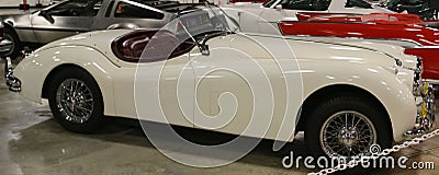 Jaguar XK140 Convertible Car Red on White Editorial Stock Photo