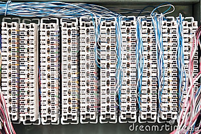 White and red line signal of telephone exchange board , PABX Stock Photo