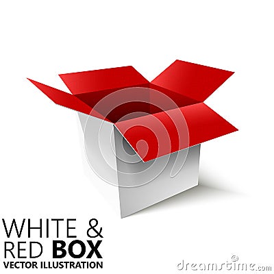 White and red open box 3D/ illustration Cartoon Illustration