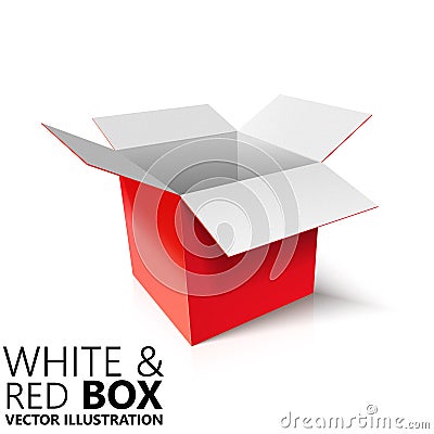 White and red open box 3D/ illustration Cartoon Illustration