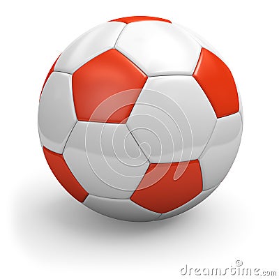 White-red soccerball. Closeup. Cartoon Illustration