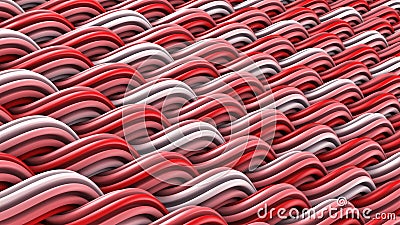 White and red wavy doodles ornament abstract 3D rendering Stock Photo