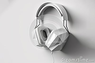 White render headphones over white background. Stock Photo
