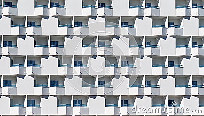 White residential house with blue glass balcony Stock Photo