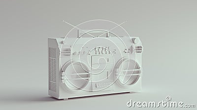 White Retro Boombox Stereo Cartoon Illustration