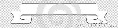 White ribbon banner label on transparent background Vector Illustration