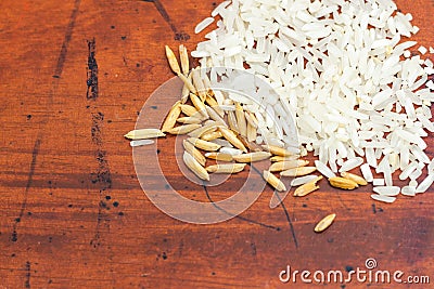 White rice background, uncooked raw cereals Stock Photo