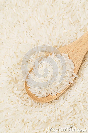 White rice on teaspoon Stock Photo