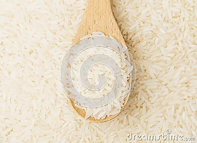 White rice with teaspoon Stock Photo