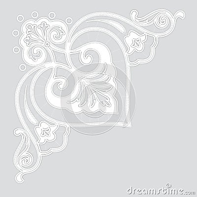 White Richelieu embroidery patterns on the gray background Vector Illustration