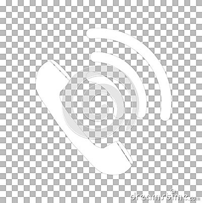 White ringing phone icon on transparent background. retro symbol. flat style Vector Illustration