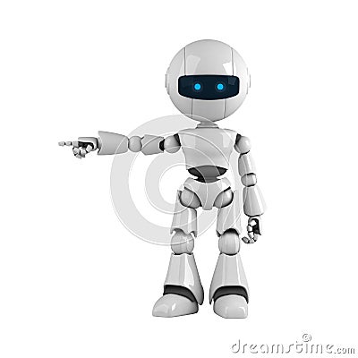 White robot stay Cartoon Illustration