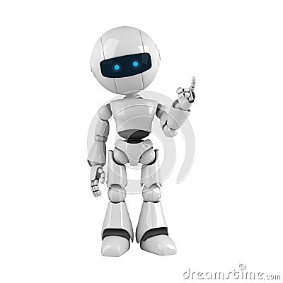 White robot stay Cartoon Illustration