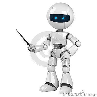 White robot stay with pointer Stock Photo