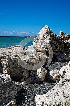 White Rock on the sea shore on the black sea. Abkhazia. Georgia Stock Photo