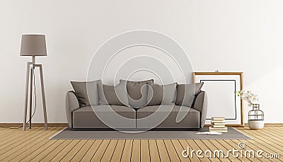 White room with brown sofa Stock Photo