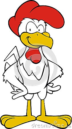 White rooster cartoon Vector Illustration