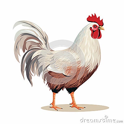Colorful Rooster Illustration On White Background Cartoon Illustration
