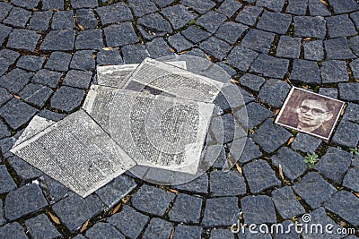 White Rose Memorial Leaflets at University in Munich, Germany, Editorial Stock Photo