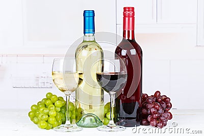 White rose red wine wines grapes Stock Photo