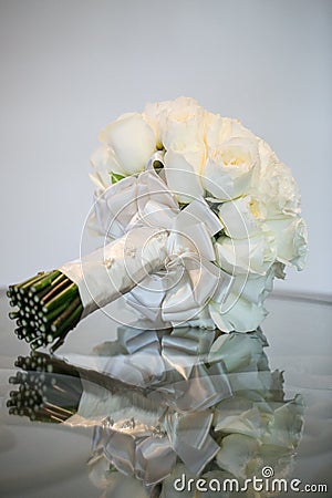 White Rose Wedding Bouquet Stock Photo