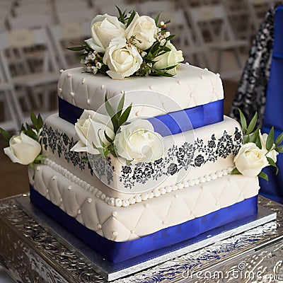 White Rose wedding cake Stock Photo