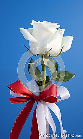 White roses mean pure, graceful and elegant love. Generative AI. Stock Photo