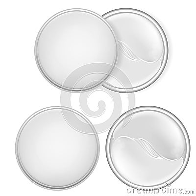 White round packaging for cosmetic and eye gel patches Stock Photo