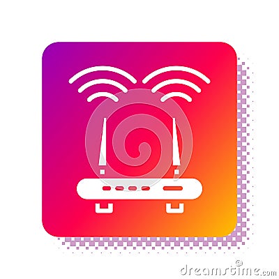 White Router and wi-fi signal icon isolated on white background. Wireless ethernet modem router. Computer technology Vector Illustration