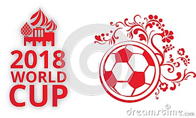 White and red Russia 2018 world cup football card. Vector Illustration