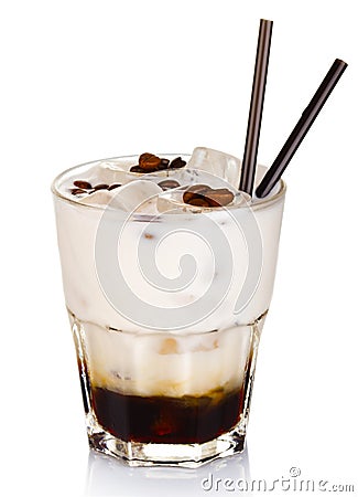 White russian alcohol cocktail isolated on white Stock Photo