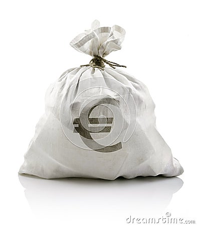 White sack with euro money Stock Photo