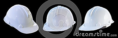 The white safety helmet isolated with black background Stock Photo