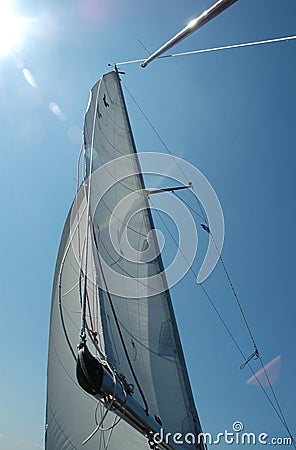 White sails in the sun Stock Photo