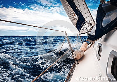 The white sails of yachts Stock Photo