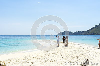 White sand beach and blue sky of Koh Khai near Koh Lipe Editorial Stock Photo