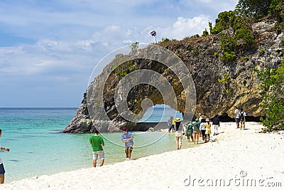 White sand beach and blue sky of Koh Khai near Koh Lipe Editorial Stock Photo