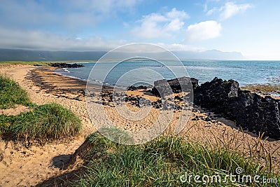 White sand beach near Budir in Snaefellsnes peninsula Iceland Stock Photo