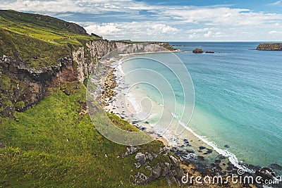 White sand beach of Northern Ireland shoreline. Stock Photo