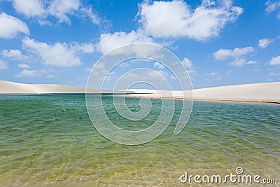 White sand dunes panorama from Lencois Maranhenses National Park, Brazil Stock Photo